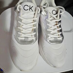 Calvin Klein White and Silver Sneakers NWOT
